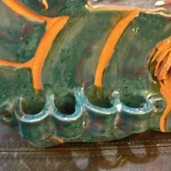 VINTAGE WHIMSICAL MAX HINDT POTTERY CHESHIRE CAT TOOTHBRUSH HOLDER SIGNED - Picture 2 of 6